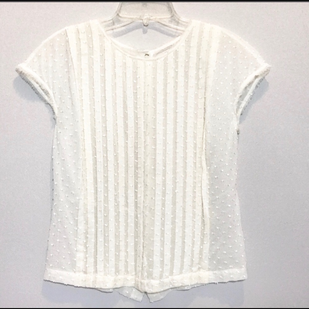 Madewell Silk Texture Pleat Blouse Cream XS Sheer - Picture 1 of 6